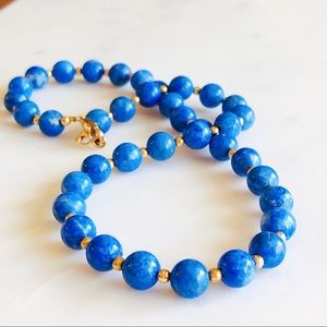 14K GF Vintage 6mm Lapis Lazuli Necklace